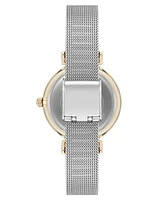 Anne Klein Women's Quartz Premium Round Silver-Tone Stainless Steel Mesh and Black Dial Watch, 29mm