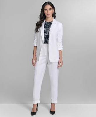 Calvin Klein Womens Linen Blend One Button Blazer Slim Leg Pants