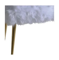 Plush Upholstered Faux Fur Bench – Modern Accent Seating for Bedroom or Entryway