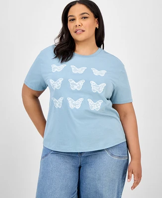 Rebellious One Trendy Plus Butterfly Applique T-Shirt