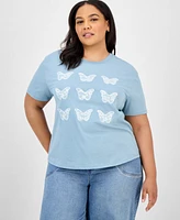 Rebellious One Trendy Plus Butterfly Applique T-Shirt