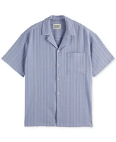 Scotch & Soda Men's Relaxed Fit Short Sleeve Tonal Striped Button-Front Pocket Shirt