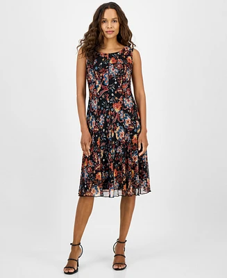 Connected Petite Sleeveless Floral Chiffon Sheath Dress