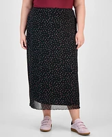 Hippie Rose Trendy Plus Pull-On Mesh Midi Skirt