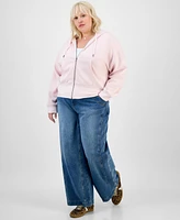 Hippie Rose Trendy Plus Zip-Front Hoodie