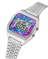 adidas Unisex Digital Silver-Tone Stainless Steel Watch, 36mm