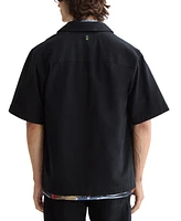 Scotch & Soda Men's Tailored Fit Short Sleeve Button Front Embroidered Pocket Shirt