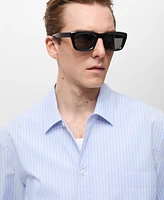Mango Men's Cotton Regular-Fit Striped Shirt