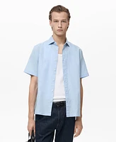 Mango Men's Short Sleeve Linen-Blend Shirt