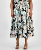 Kasper Plus Textured Printed Midi Dress