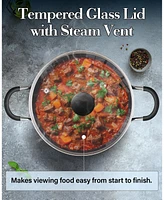 Cook N Home Professional 10.5-qt Nonstick Deep Cooking Pot Stockpot with Glass Lid, Marble Red