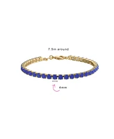 Bling Jewelry Classic 12CTW Prong Basket Set Solitaire Round Cubic Zirconia Cabochon Cz Tennis Bracelet Gold Plated 7.5 Inch