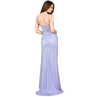 Lara Women's 9923 - Beaded Corset Gown with Slit
