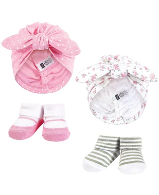 Hudson Baby Baby Girls Hudson Turban and Socks Set, Wild Flower, One