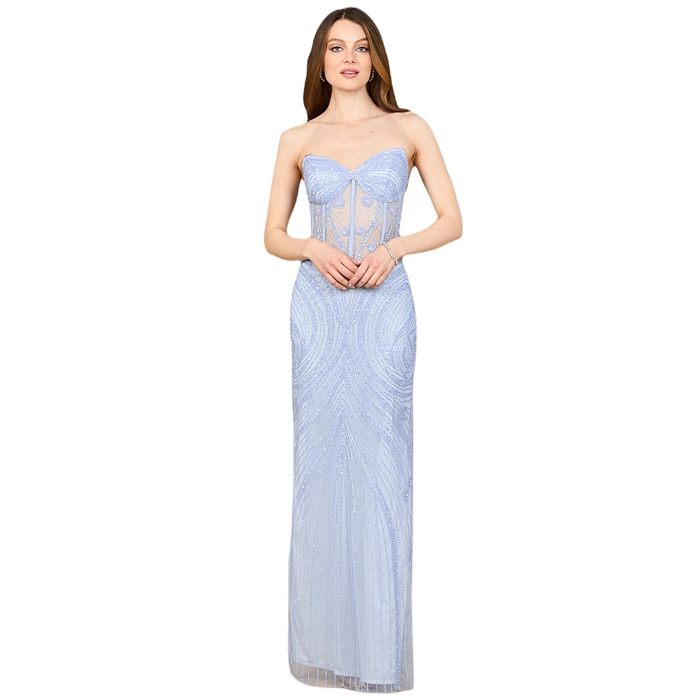Lara Women's 9927 - Beaded Corset Dress with Slit