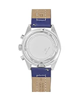 Abingdon Co. Women's Jordan Chronograph Multifunctional Cobra Blue Leather Strap Watch, 40mm