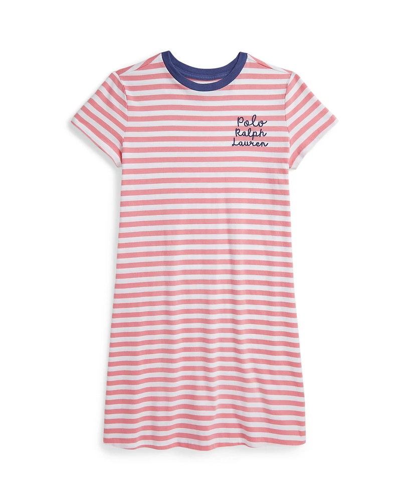 Polo Ralph Lauren Big Girls Striped Logo Jersey Dress