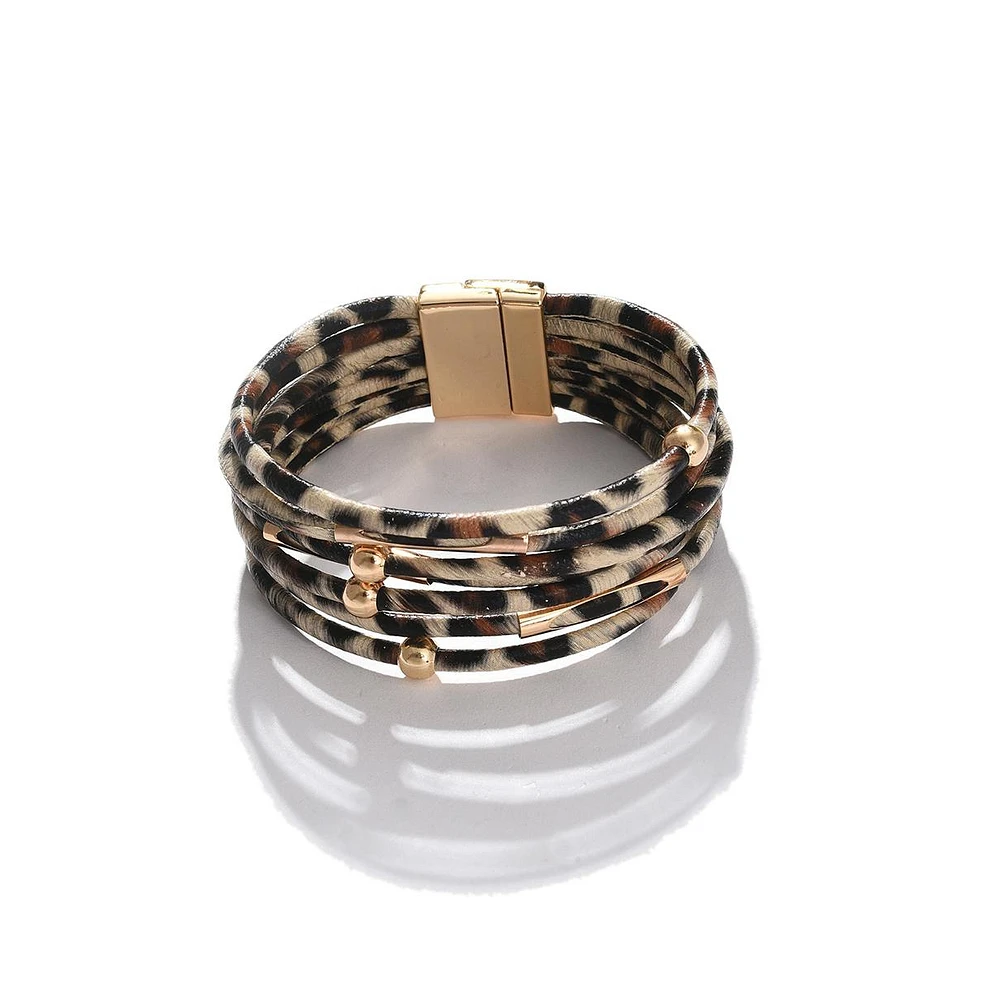 Sohi Women's Leopard Multi-Layer Bracelet