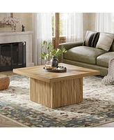 Tribesigns Square Coffee Table, 31.5-Inch Fluted Coffee Table, Mid-Century Modern Living Room Table, Large Cocktail Table for Living Room, Easy Assemb