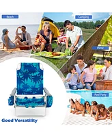 2-Pack Folding Backpack Beach Chair 5-Position Outdoor Reclining Chairs with Pillow