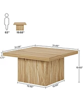 Tribesigns Square Coffee Table, 31.5-Inch Fluted Coffee Table, Mid-Century Modern Living Room Table, Large Cocktail Table for Living Room, Easy Assemb