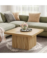Tribesigns Square Coffee Table, 31.5-Inch Fluted Coffee Table, Mid-Century Modern Living Room Table, Large Cocktail Table for Living Room, Easy Assemb