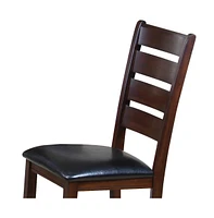 Faux Leather Slat Back Dining Chairs Set of Two for Comfortable Home Dining