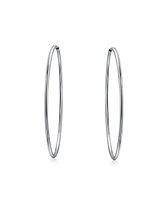 Bling Jewelry Thin Minimalist Hoop Huggie Earrings Sterling Silver Various Sizes