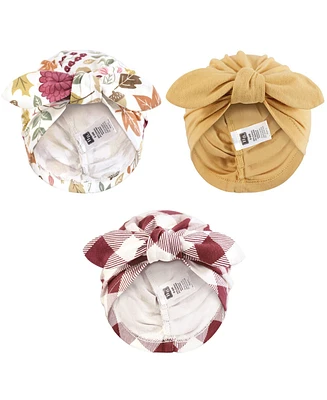 Hudson Baby Baby Girls Hudson Turban Cotton Headwraps, Acorn Botanical, 0-24 Months