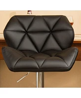 Set of 2 Adjustable Swivel Bar Stools with Diamond-Tufted Faux Leather Seats, Footrest, and Chrome Base for Kitchen or Home Bar-The Pop