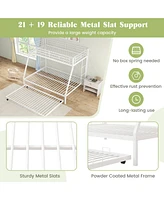 Twin Over Full Bunk Bed Frame with Trundle for Guest Room