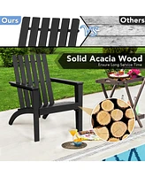 Patio Adirondack Chair Acacia Wood Lounge Armrest Garden Deck