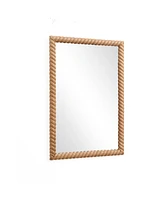 LuxenHome Beech Wood Frame Rectangle 35.4-Inch Tall Wall Mirror, Accent and Vanity