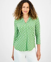 Jm Collection Petite Printed 3/4-Sleeve Top, Exclusively at Macy's