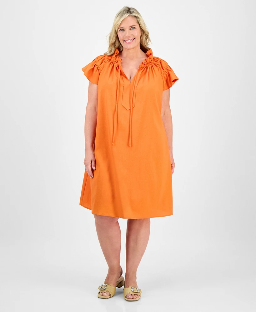 Robbie Bee Plus Flutter-Sleeve A-Line Dress