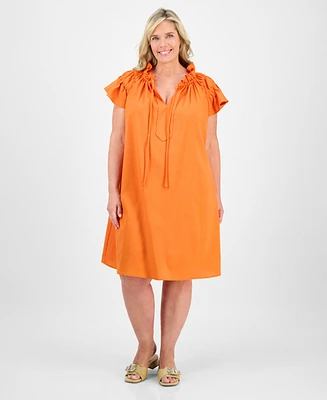 Robbie Bee Plus Flutter-Sleeve A-Line Dress
