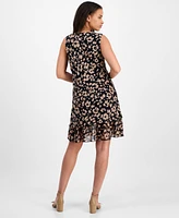 Robbie Bee Petite Animal-Print V-Neck Sleeveless Dress