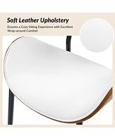 Ema Modern Dining Chair with Curved Wood Backrest,Set of 2