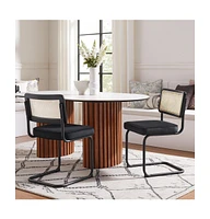 Set of Two Velvet Upholstered Dining Side Chairs with Stylish Design
