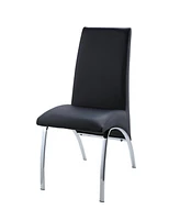 Set of Two Faux Leather Dining Side Chairs with Cushioned Seat and Back