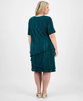 Connected Plus V-Neck Short-Sleeve Tiered Dress