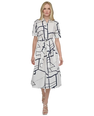 Dkny Women's Printed Cotton Shirt Dress