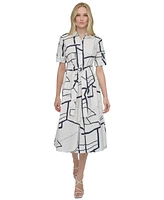 Dkny Women's Printed Cotton Shirt Dress