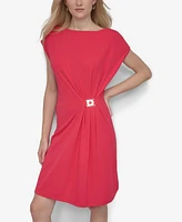 Dkny Women's Hardware-Trim Side-Ruched Dolman-Sleeve Dress