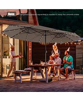 Gymax 15Ft Solar Led Patio Outdoor Double-Sided Umbrella w/ 48 Lights Crank