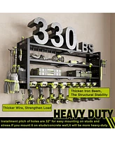 Hausource 4 Tier Power Tool Organizer Shelving Wall Mount Utility Storage Rack，Black