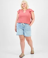 Democracy Trendy Plus High-Rise Drawstring Shorts