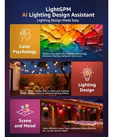 Lepro ZB1 Ai Smart Outdoor String Lights App Control, 54(42+12) ft Rgb+Ic+Warm White Outdoor Lights 15 Led Bulbs, Alexa Google Enabled, No Remote