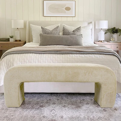 47" Velvet Upholstered Waterfall Bench, Modern Bed Bench for Living Room or Entryway-Maison Boucle