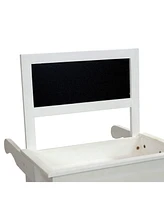 3-Tiered Flower Cart Display Stand with Wheels - Flower Display Stand or Planter - Wooden Cart with Chalkboard - White